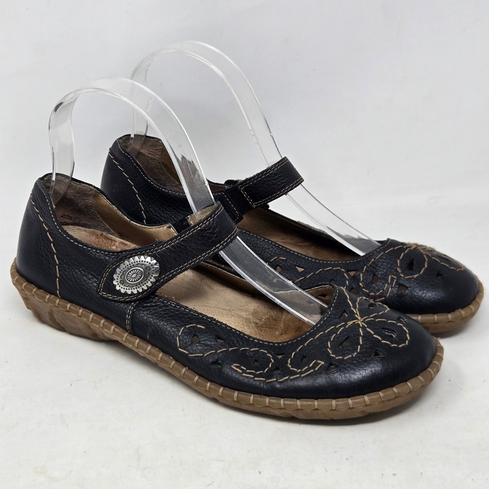 Rieker Antistress Black Leather Laser Cut Mary Jane Flats Shoes Women 39 US 8